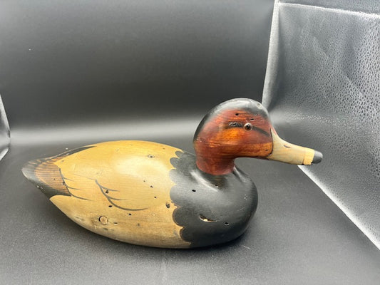 Vintage Tom Taber Signed Hand Carved Solid Wood Drake Mallard Duck Decoy